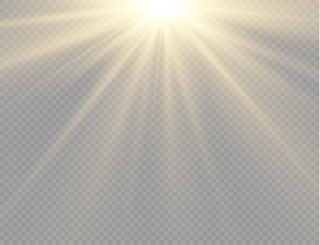 Sunlight with bright explosion, glowing rays of light and beams.