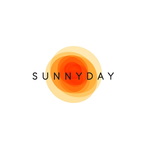 Sunny day, abstract sun, vector logo template, round orange shapes with company name on white background