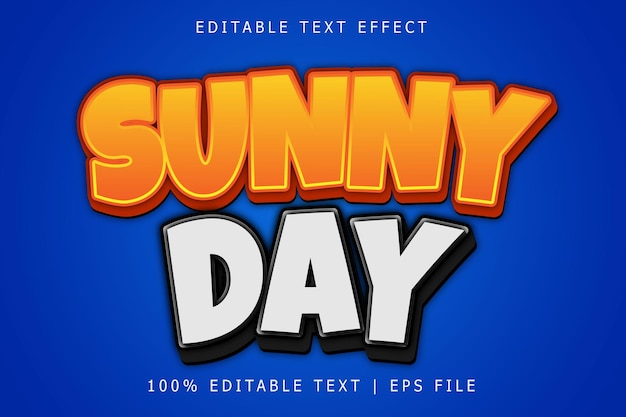 Солнечный день редактируемый текстовый эффект 3-мерное тиснение простой стиль
