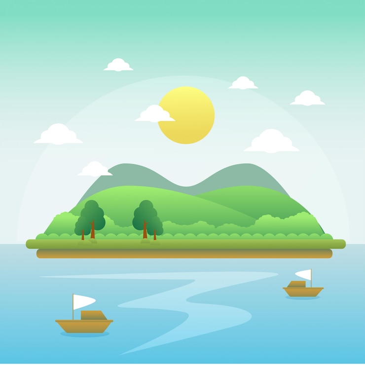 Vector sunny day landscape 