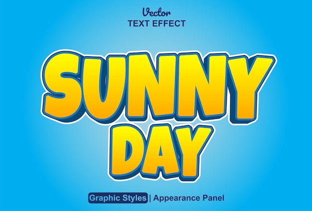 Sunny day text effect with orange graphic style and editable