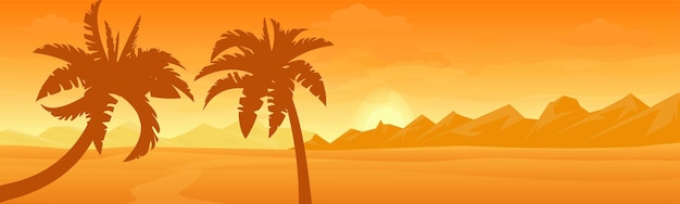 Sunny desert with mountains yellow sand vector illustrationx9