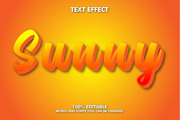 Sunny Moderne vetgedrukte 3D-typografie Fancy cartoon bewerkbare tekst-effect