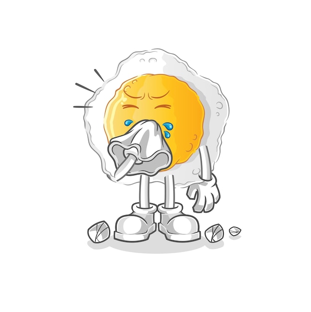 Sunny side up blowing nose character. cartoon mascot vector