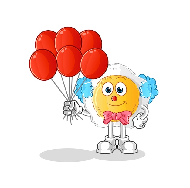 Sunny side up clown met ballonnen vector. stripfiguur