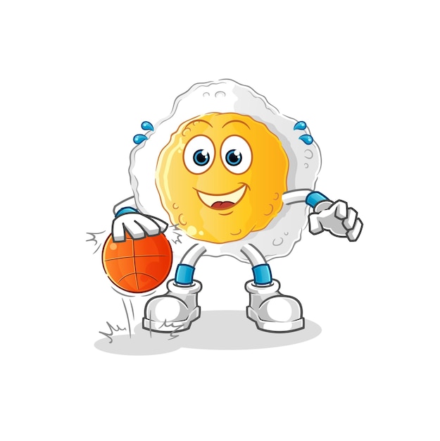 Sunny side up dribble basketball character. cartoon mascot vector