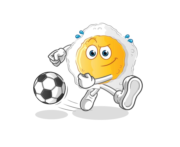 Sunny side up kicking the ball cartoon. cartoon mascot vector