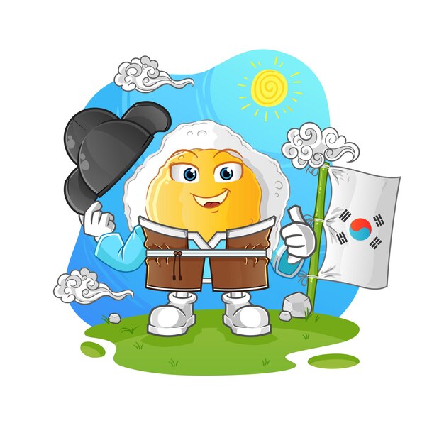 Sunny side up korean culture vector. cartoon character