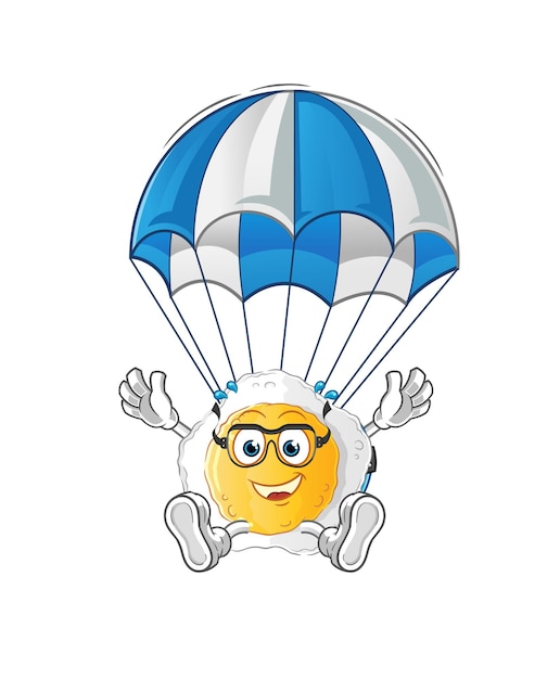 Sunny side up skydiving character. cartoon mascot vector