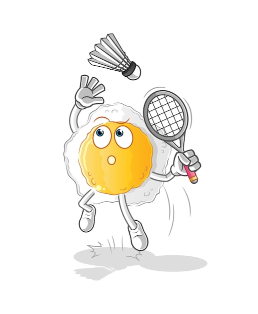 Sunny side up smash at badminton cartoon. cartoon mascot vector