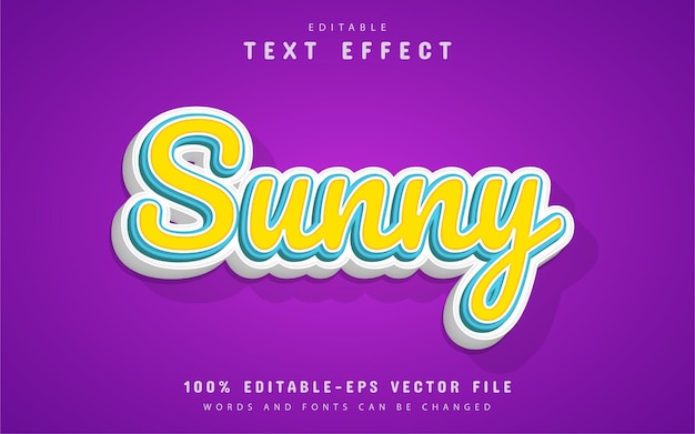 Sunny text effect cartoon style