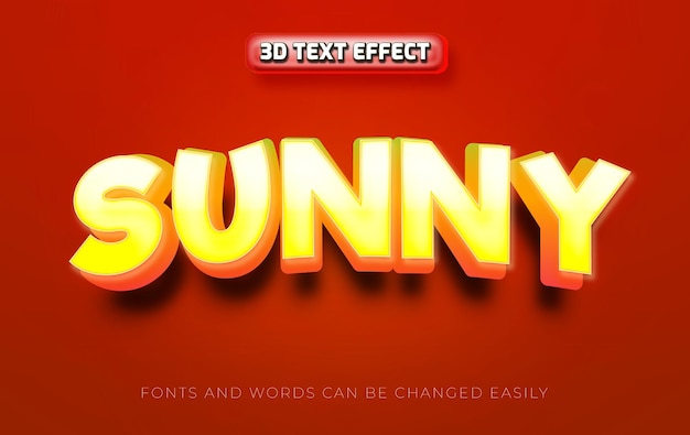 Солнечный желтый 3d стиль редактируемого текстового эффекта