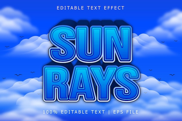 Sunrays Editable Text Effect 3 Dimension Emboss Modern Style