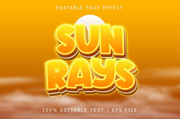 Vector sunrays editable text effect 3 dimension emboss modern style