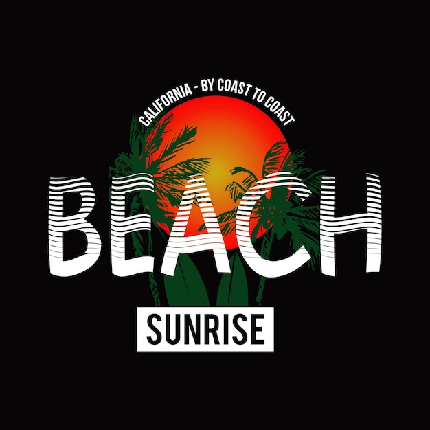 sunrise beach design typography vector illustration