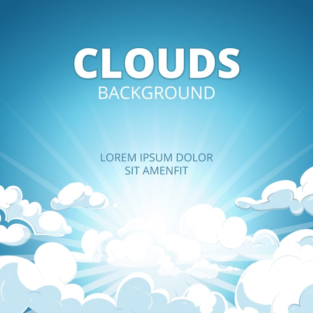 Sunrise in blue sky with clouds vector background