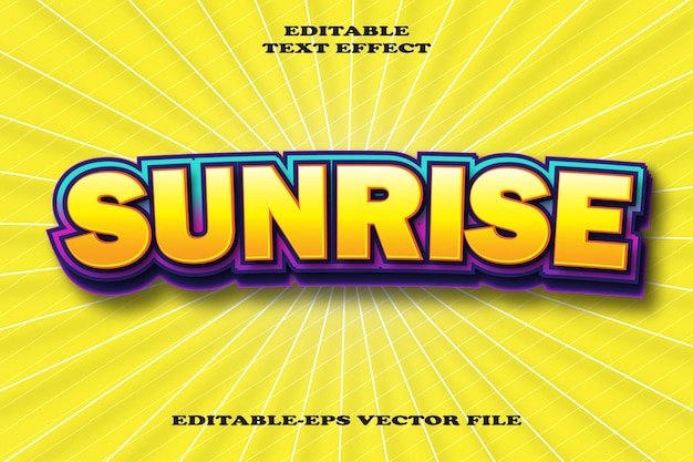 Sunrise editable text effect 3d gradient style design