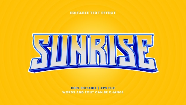 Sunrise editable text effect in modern 3d style