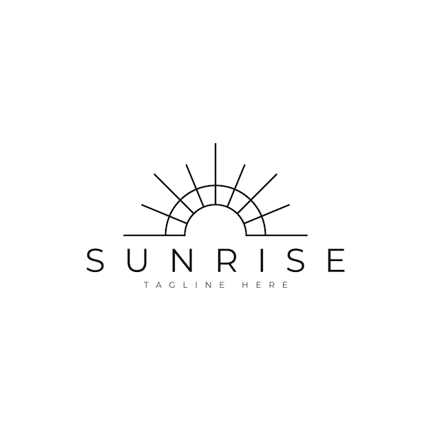 Sunrise in the horizon line logo design