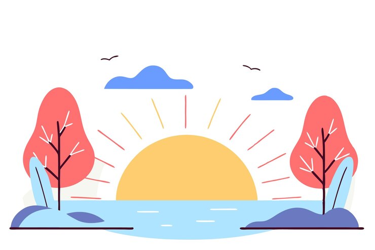 Sunrise illustration vector on white background