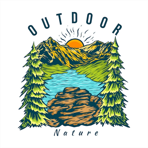 Sunrise landscape outdoor badge logo