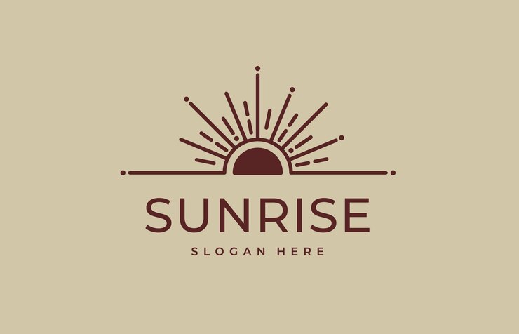 Sunrise Logo креативный современный концептуальный дизайн премиум-класса Абстрактный логотип солнца значок солнца с геометрическими радиальными лучами солнечных лучей Векторная иллюстрация