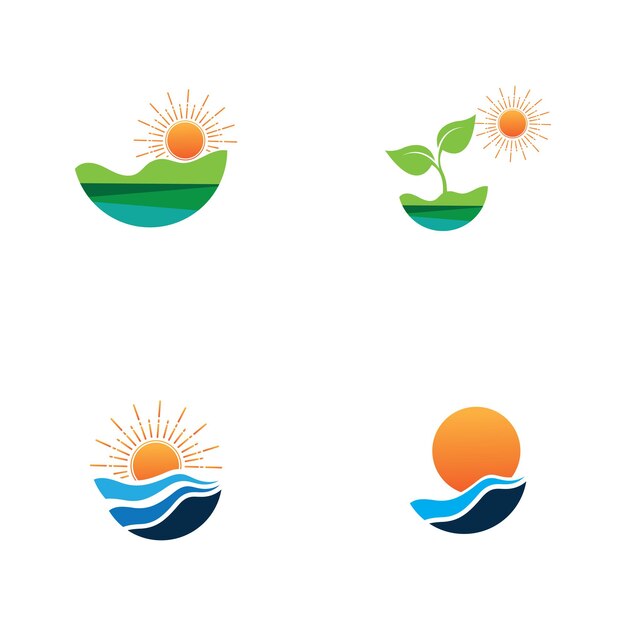 Sunrise logo template Vector illustration Icon Logo Template Sun over horizon