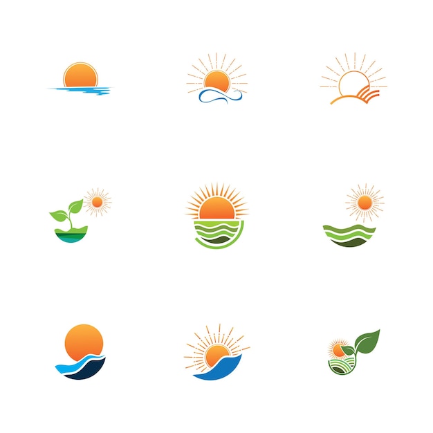 Sunrise logo template Vector illustration Icon Logo Template Sun over horizon