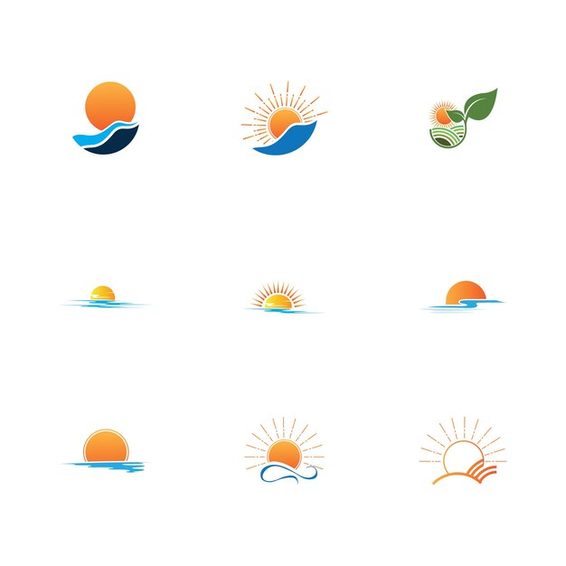 Sunrise logo template Vector illustration Icon Logo Template Sun over horizon