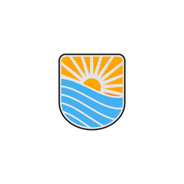 sunrise and sea minimalist logo sticker