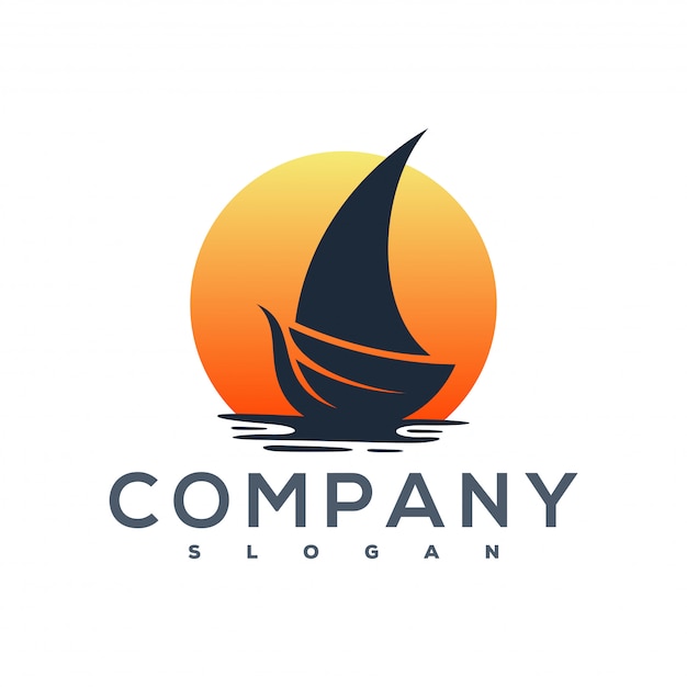 Vector sunrise ship logo