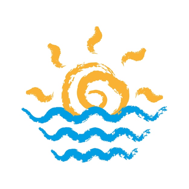 Sunrise and sunset at beach, vector and illustration icon