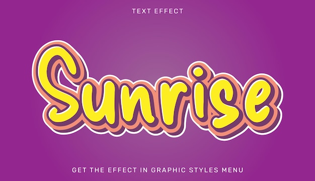 Sunrise text effect template in 3d style