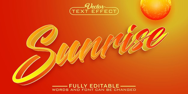 Vector sunrise vector editable text effect template