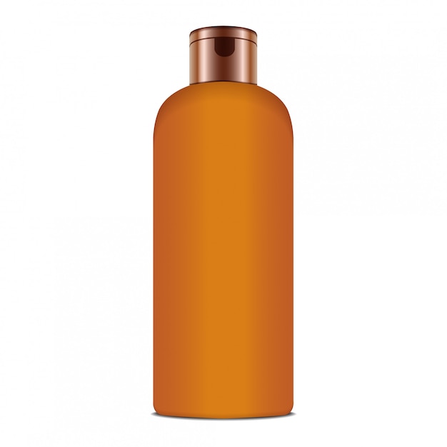 Вектор Солнцезащитный крем пустой пластиковый пакет бутылка. реалистичный шаблон