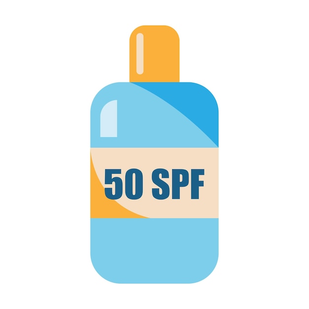 Sunscreen bottle with 50 spf protection vector illustration