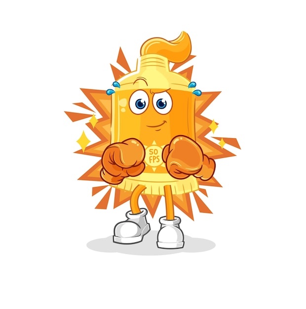 Sunscreen boxer character cartoon mascot vector