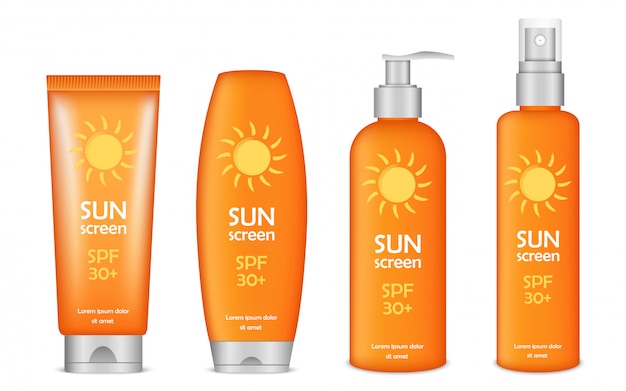 Sunscreen icon set