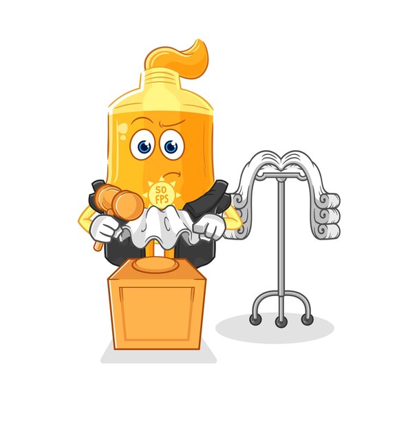 Vector sunscreen judge holds gavel character vector