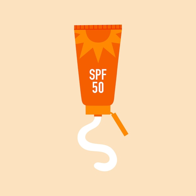 Sunscreen lotion in a tube isolated illustration