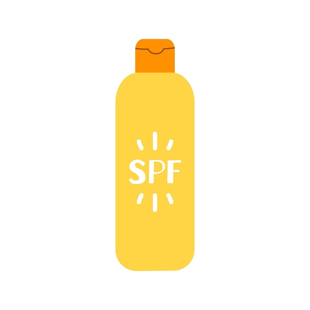 Иллюстрация солнцезащитного продукта с плоской векторной изоляцией Косметика для ухода за кожей для защиты от солнца Спф бутылка