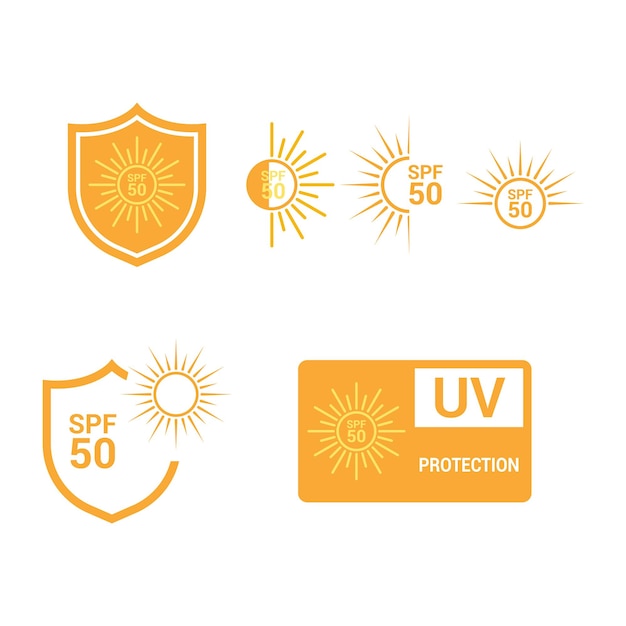 Sunscreen SPF 50 UV Protection Badges and Labels