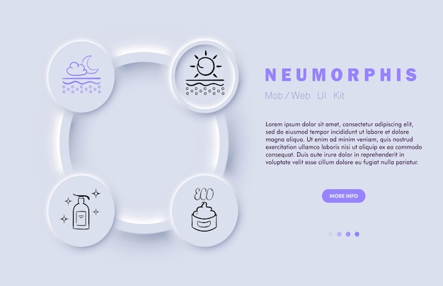 자외선 차단제 피부에 바르는 국소 제품으로 햇볕에 타는 것을 방지하는 태양의 유해한 자외선으로부터 피부를 보호하기 위해 비즈니스용 네오모피즘 벡터 라인 아이콘