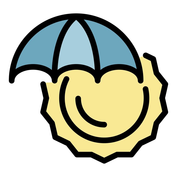 Vector sunscreen umbrella icon outline sunscreen umbrella vector icon color flat isolated