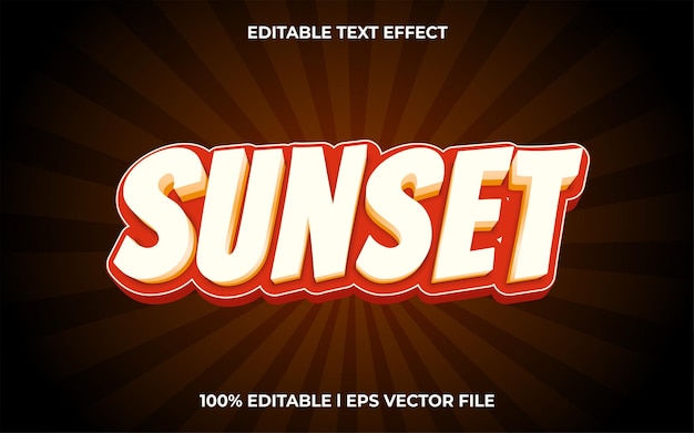 Sunset 3d editable text effect template with 3d style use for logo and business brand