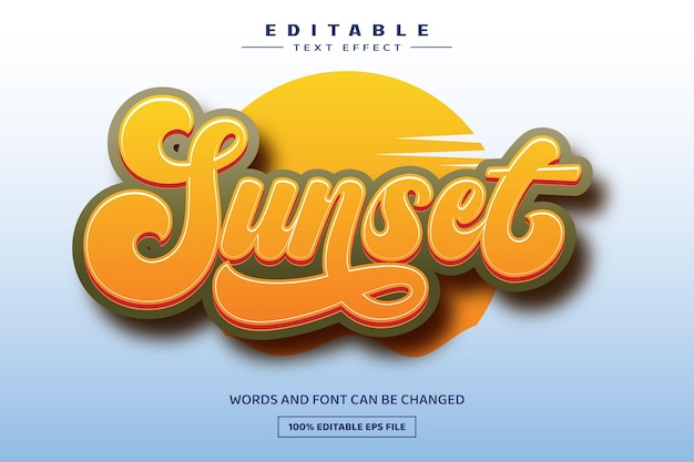 Sunset 3D editable text effect template