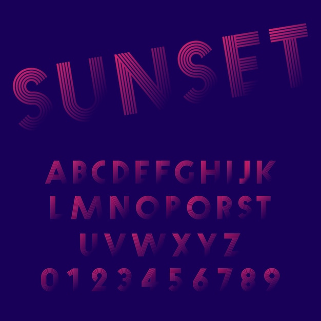 Carattere alfabeto tramonto