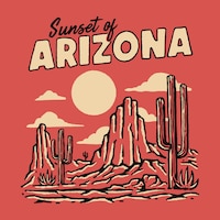Sunset of arizona desert illustration