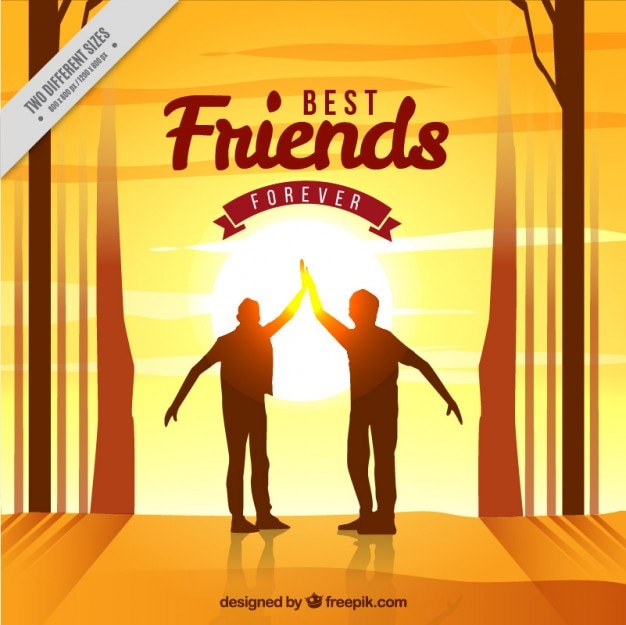 Vector sunset background of friendship day