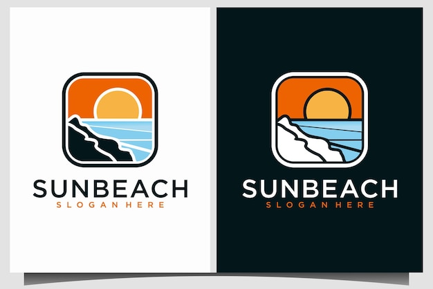 Sunset beach logo landschapsontwerp vector template